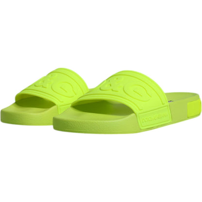 Dolce & Gabbana Green Rubber Slides Sandals Beachwear Shoes