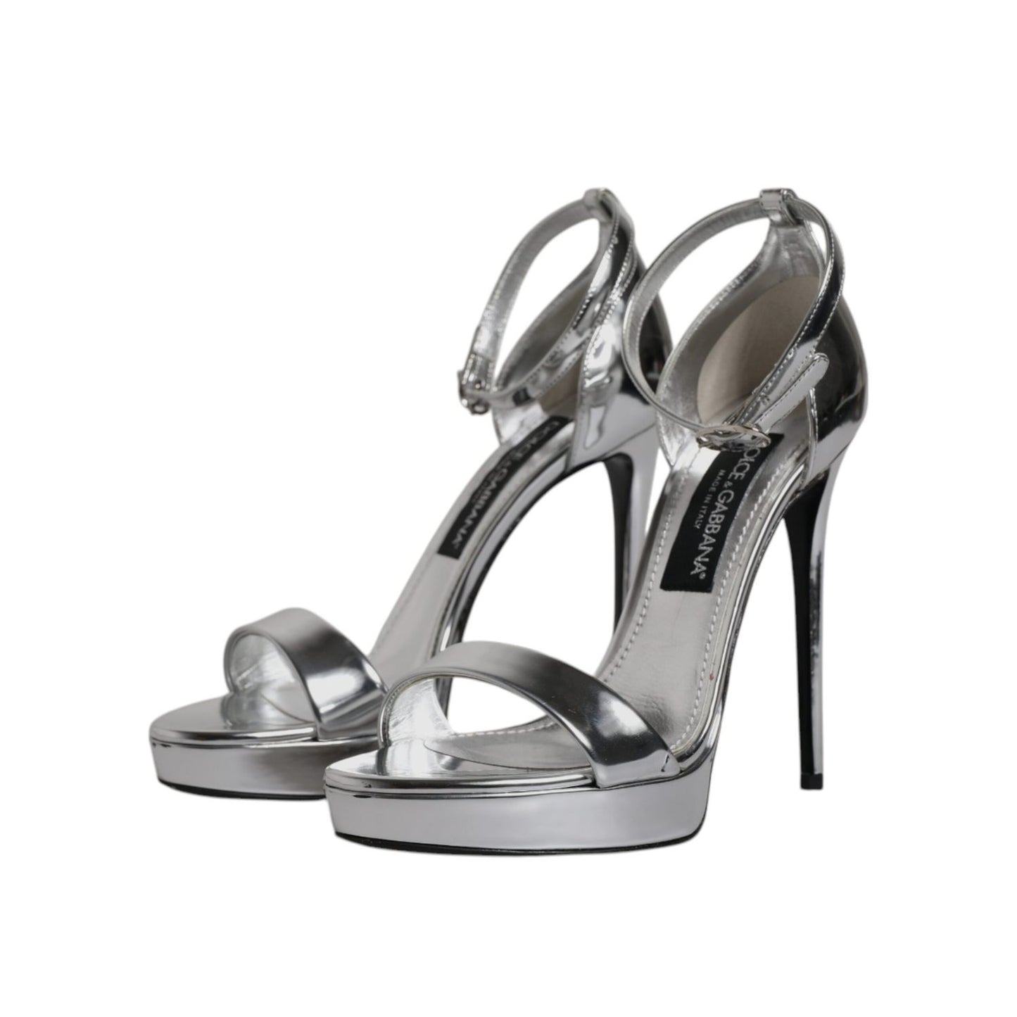 Dolce & Gabbana Silver KEIRA Heels Ankle Strap Sandals Shoes