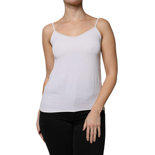 Fabiana Filippi White Spaghetti Strap Sleeveless Tank Top Fabiana Filippi