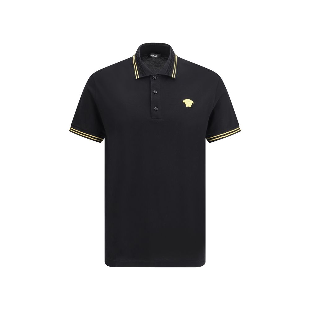 Versace Black Cotton Polo Shirt Versace