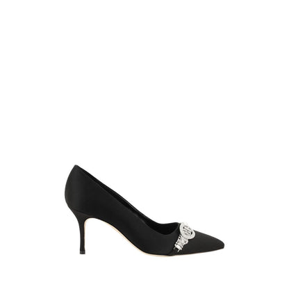 Manolo Blahnik Black Asapump Satin Pumps
