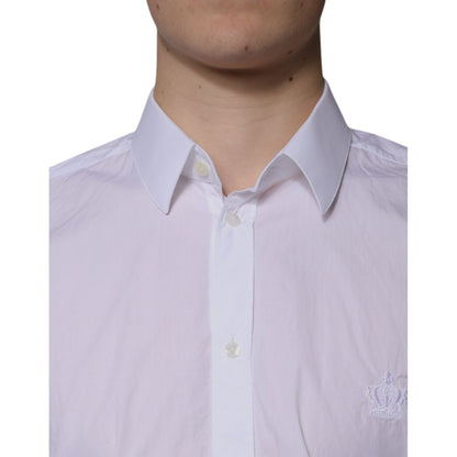 Dolce & Gabbana White Cotton Slim Fit MARTINI Men Dress Shirt