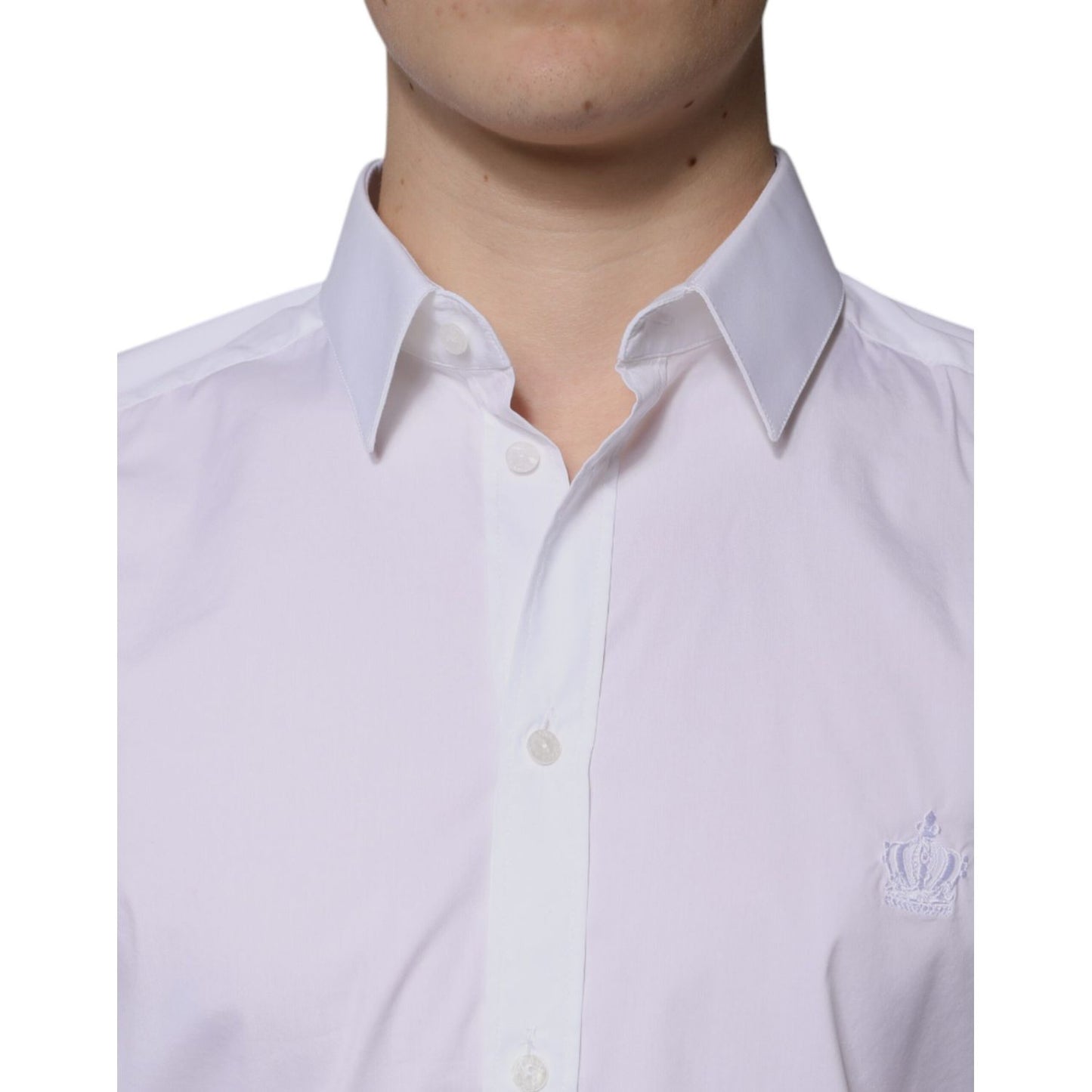 Dolce & Gabbana White Cotton Long Sleeve GOLD Dress Shirt