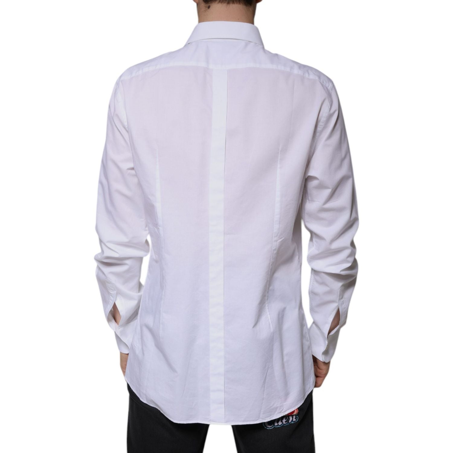 Dolce & Gabbana White Bib Cotton Poplin GOLD Formal Shirt