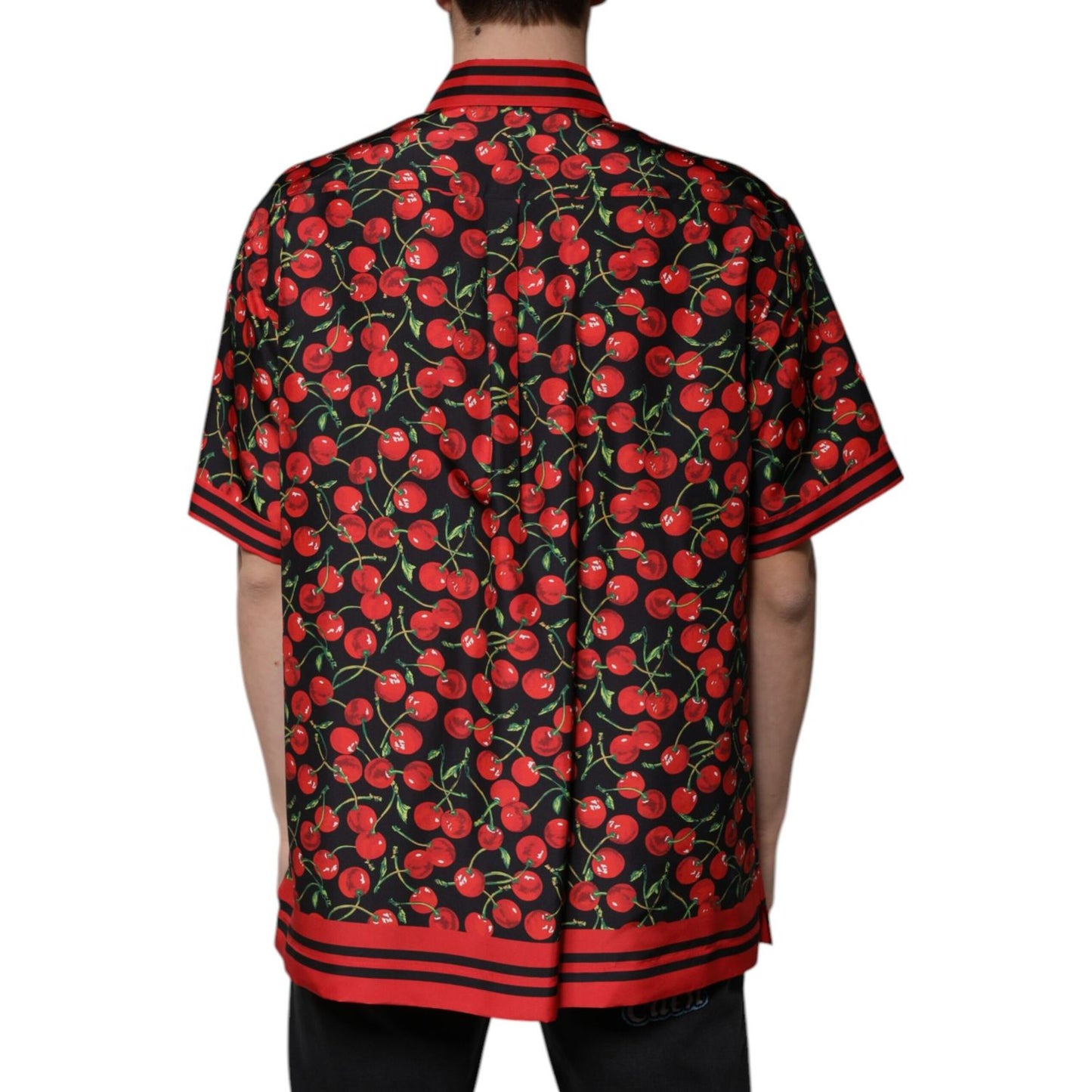Dolce & Gabbana Black Cherry Silk Button Down Casual Shirt