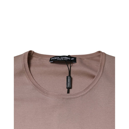 Dolce & Gabbana Brown Cotton Short Sleeves Round Neck T-shirt