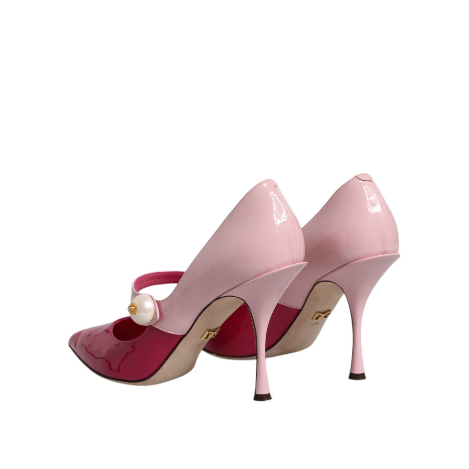 Dolce & Gabbana Two Tone Pink Leather Mary Jane Heels Pumps Shoes