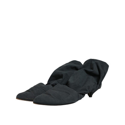 Dolce & Gabbana Green Cotton Sock Style Ankle Boots Shoes