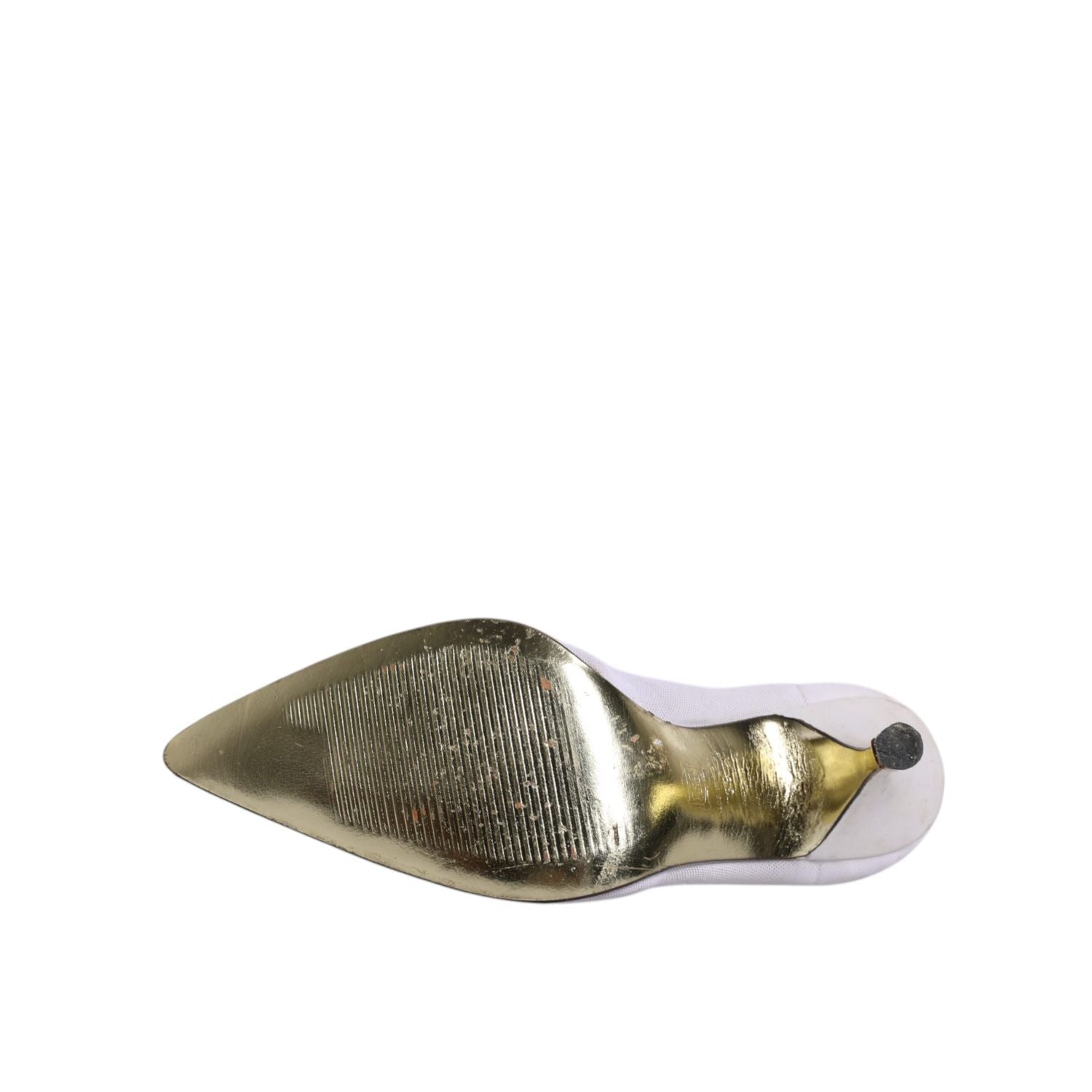 Dolce & Gabbana White Beige Leather High Heels Pumps Shoes