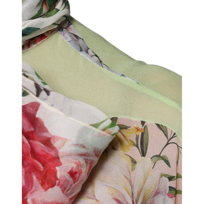 Dolce & Gabbana Multicolor Floral Patchwork Ascot Collar Top