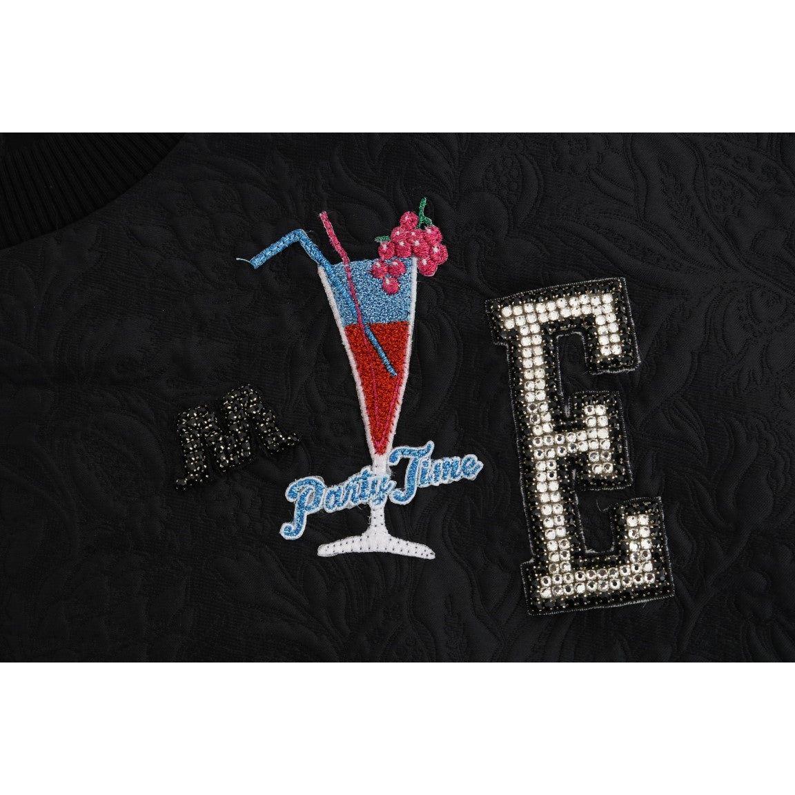 Dolce & Gabbana Enchanted Crystal Embellished Black Sweater Dolce & Gabbana