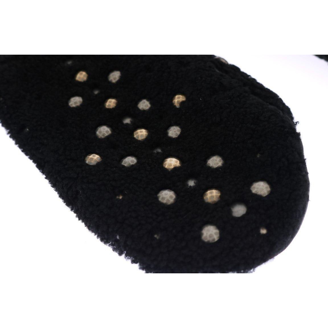 铆钉黑色皮革绅士手套