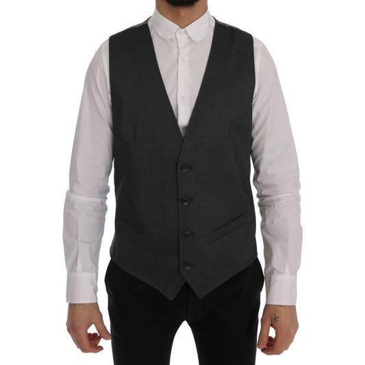 Dolce & Gabbana Gray STAFF Cotton Rayon Vest Dolce & Gabbana