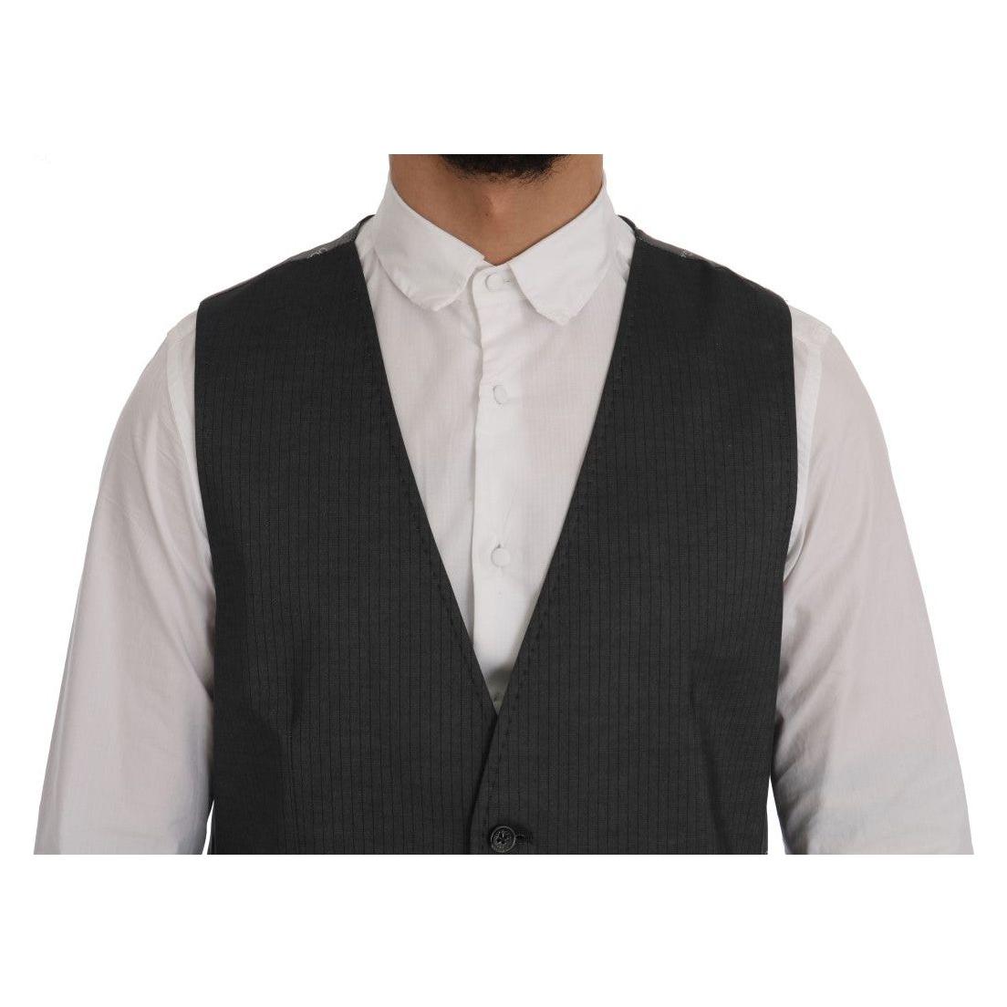 Dolce & Gabbana Sleek Gray Single-Breasted Waistcoat Vest Dolce & Gabbana