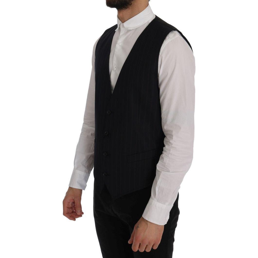 Dolce & Gabbana Blue Wool Stretch Vest Dolce & Gabbana