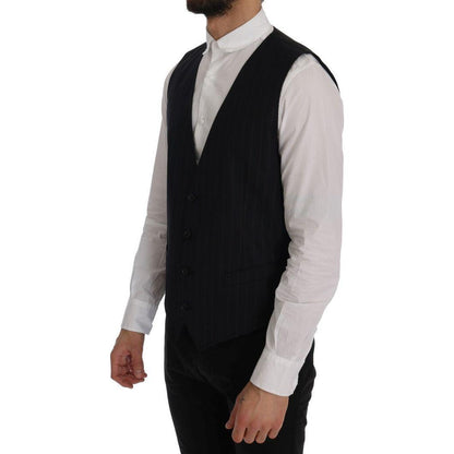 Dolce & Gabbana Blue Wool Stretch Vest Dolce & Gabbana