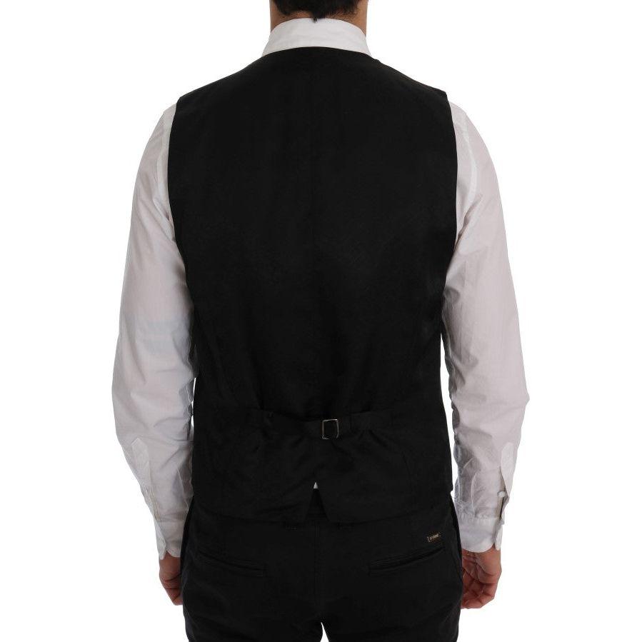 Dolce & Gabbana Blue Wool Stretch Vest Dolce & Gabbana