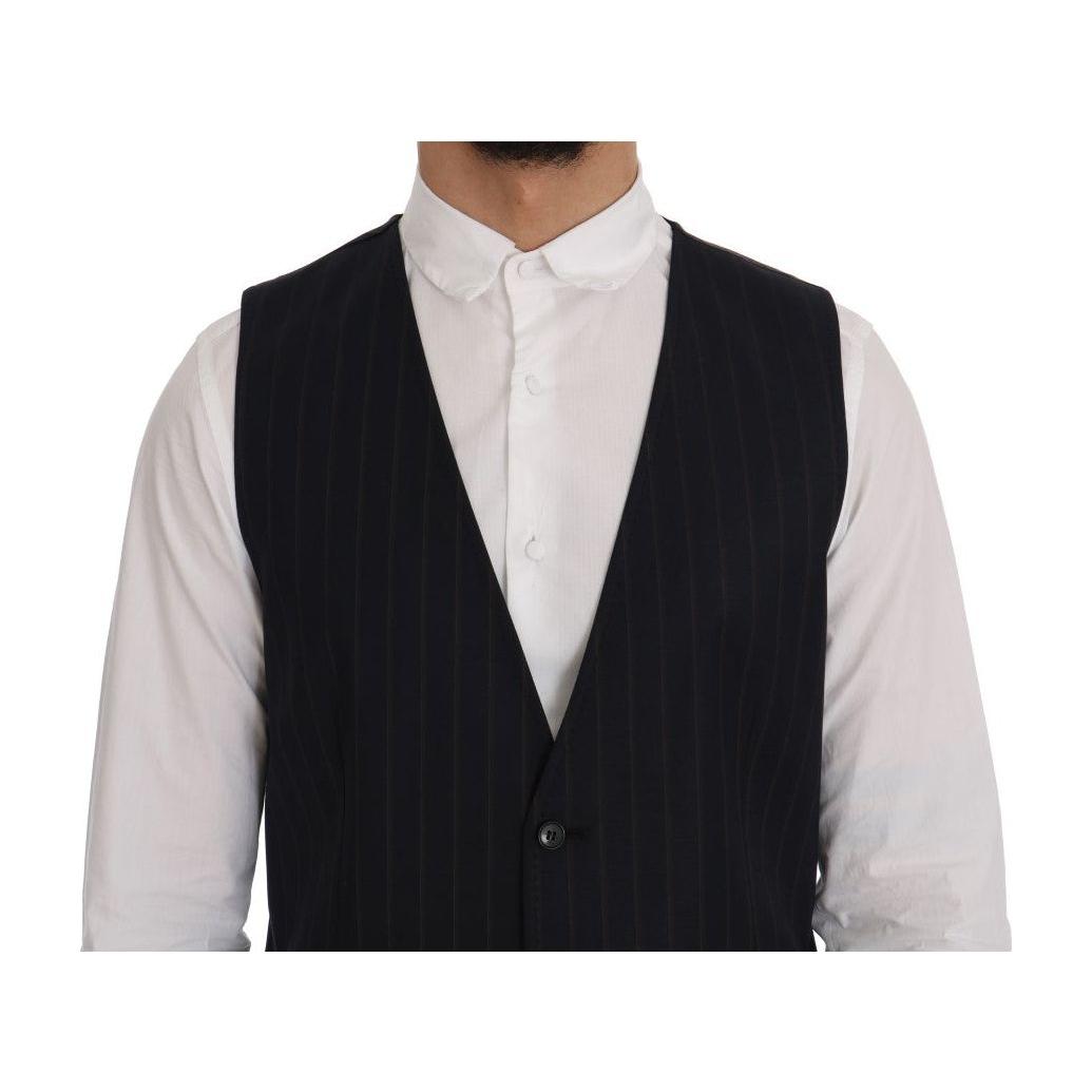 Dolce & Gabbana Blue Wool Stretch Vest Dolce & Gabbana