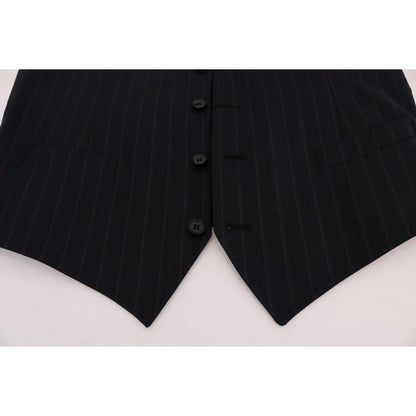 Dolce & Gabbana Blue Wool Stretch Vest Dolce & Gabbana