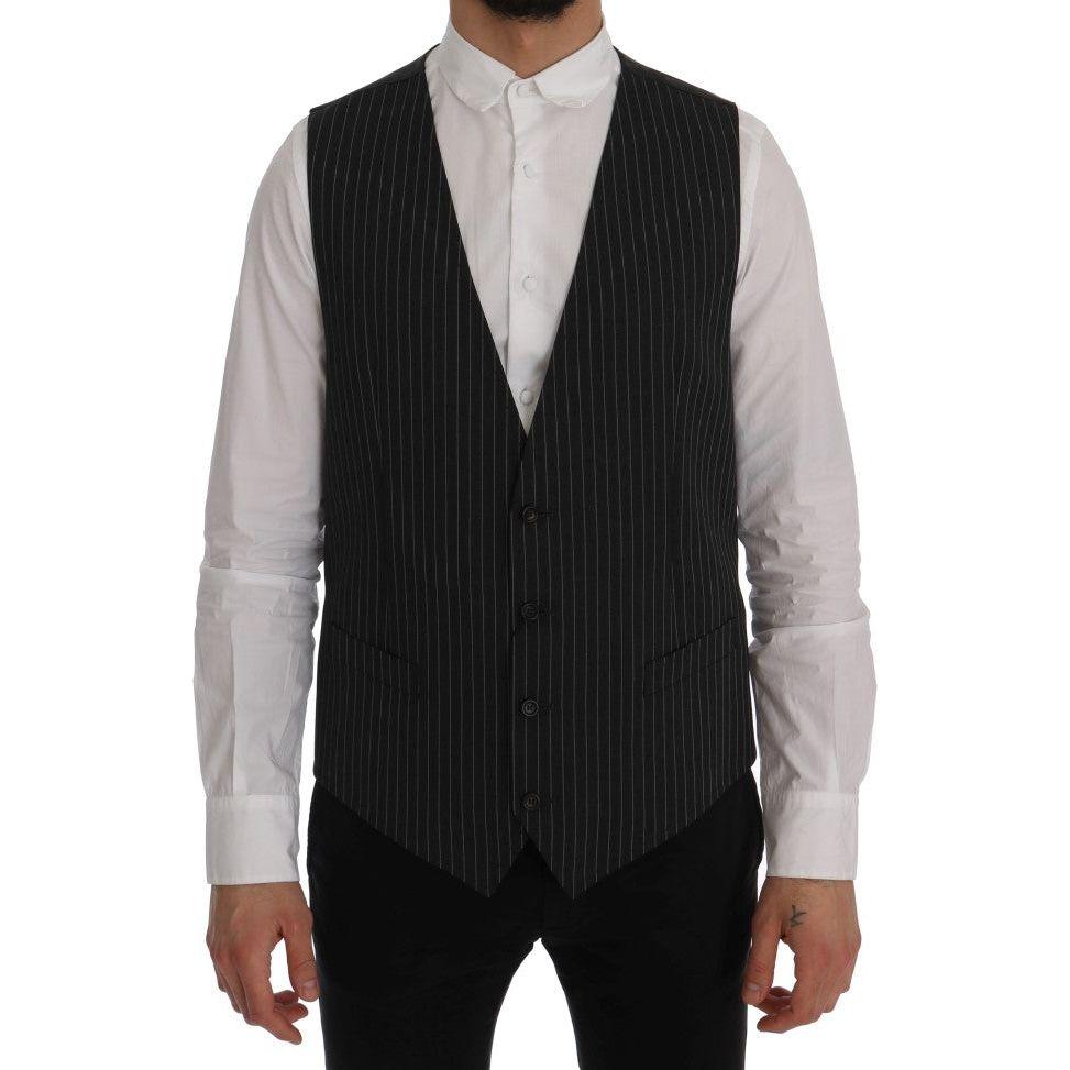 Dolce & Gabbana Gray Wool Stretch Vest Dolce & Gabbana