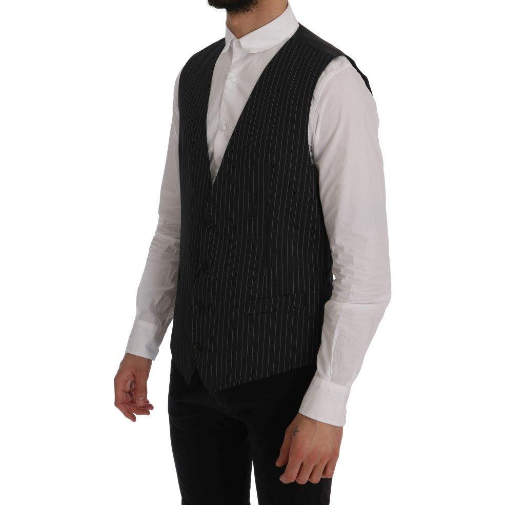 Dolce & Gabbana Gray Wool Stretch Vest Dolce & Gabbana