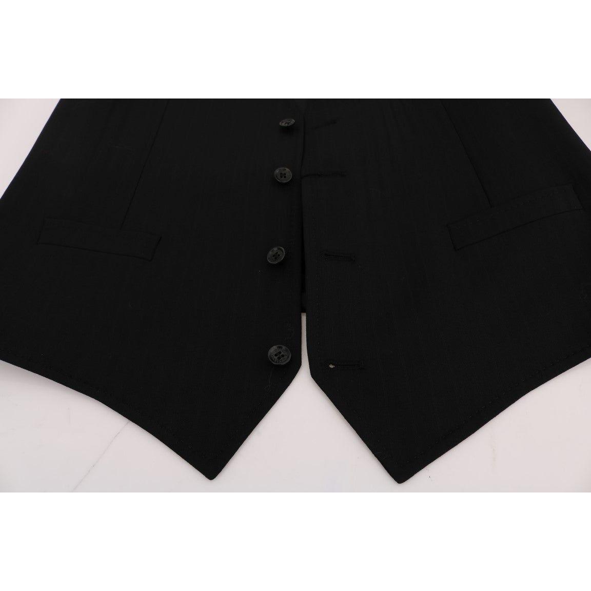 优雅条纹羊毛混纺背心