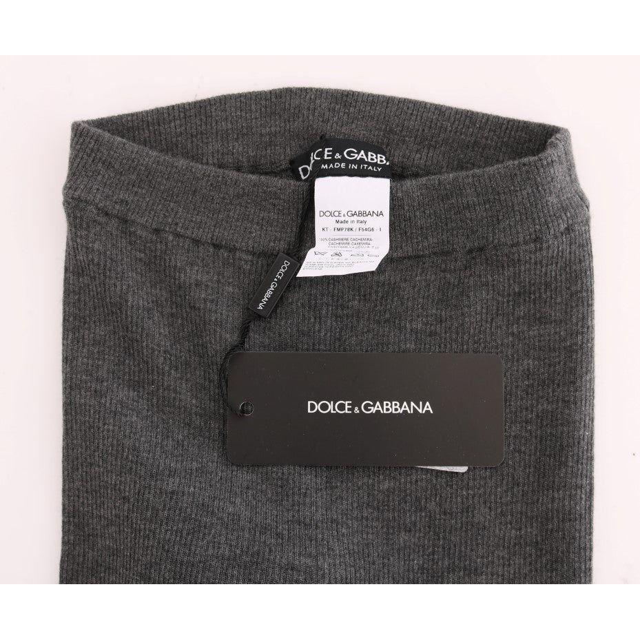 Dolce & Gabbana Chic Gray High Waist Cashmere Tights Pants Dolce & Gabbana