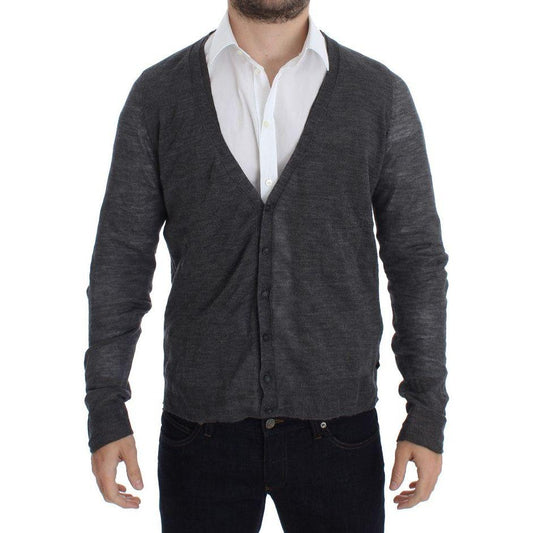 Costume National Gray Wool Button Cardigan Sweater Costume National