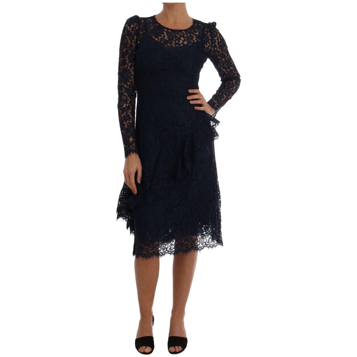 Dolce & Gabbana Elegant Floral Lace A-Line Dress Dolce & Gabbana