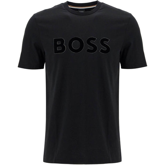 Boss flocked logo t-shirt with