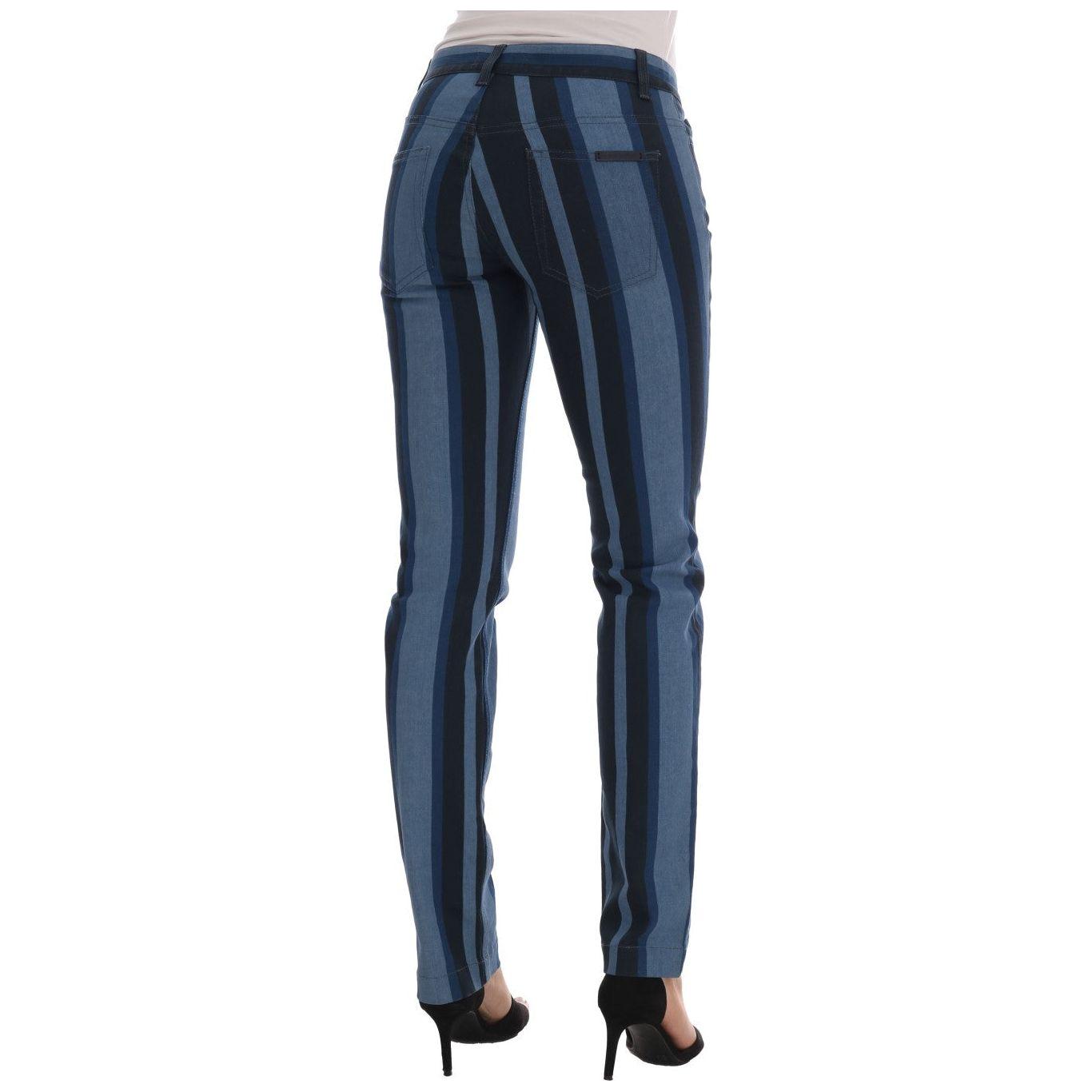 Dolce & Gabbana Chic Blue Striped Slim Fit Girly Jeans Dolce & Gabbana