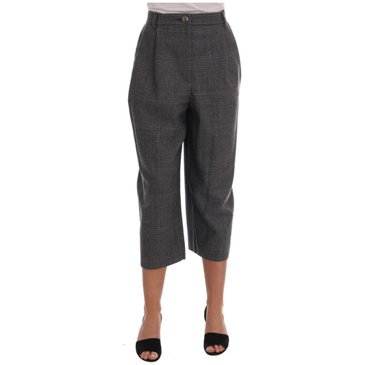 Dolce & Gabbana Elegant Gray Check Capri Wool Pants Dolce & Gabbana