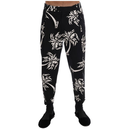 Dolce & Gabbana Black Tree Cotton Stretch Pants Jeans & Pants