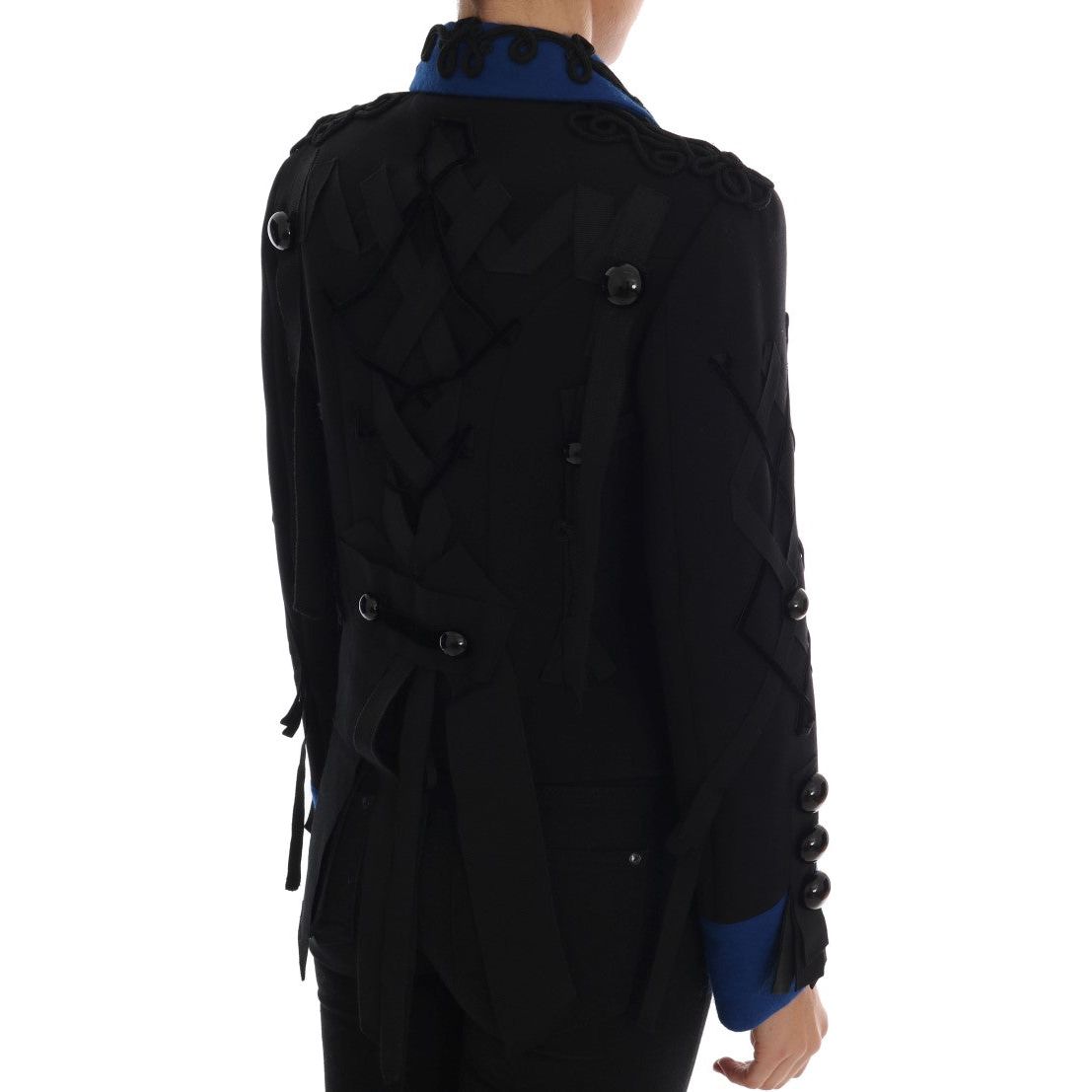 Dolce & Gabbana Chic Black & Blue Short Trench Jacket Dolce & Gabbana