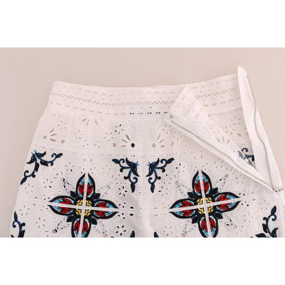 Dolce & Gabbana Mulicolor Majolica Cutout Capri Pants