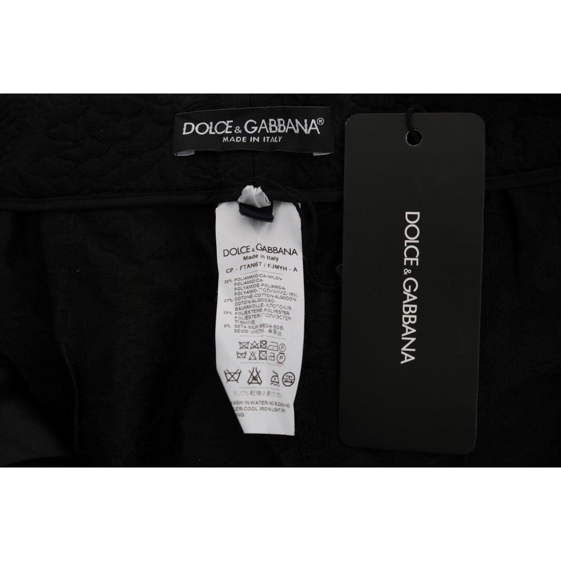 Dolce & Gabbana Black Brocade High Waist Capri Shorts