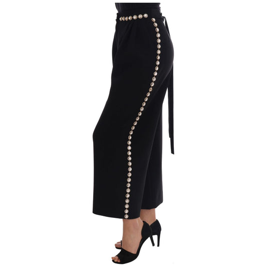 Dolce & Gabbana Elegant High-Waist Ankle Pants with Gold Detailing Jeans & Pants Dolce & Gabbana