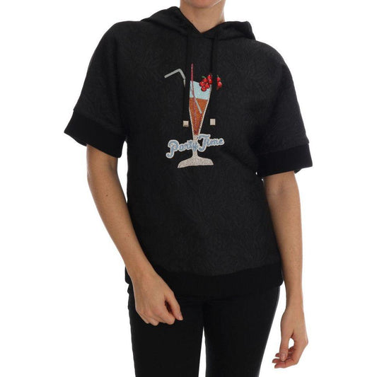 Dolce & Gabbana Black Fairy Tale Crystal Hooded Sweater Dolce & Gabbana