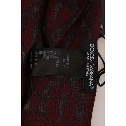 Dolce & Gabbana Bordeaux Silk Crown Chili Scarf