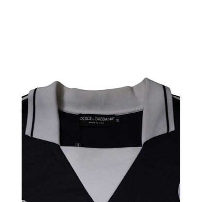 Dolce & Gabbana Blue Logo Jersey Collared Pullover Sweater