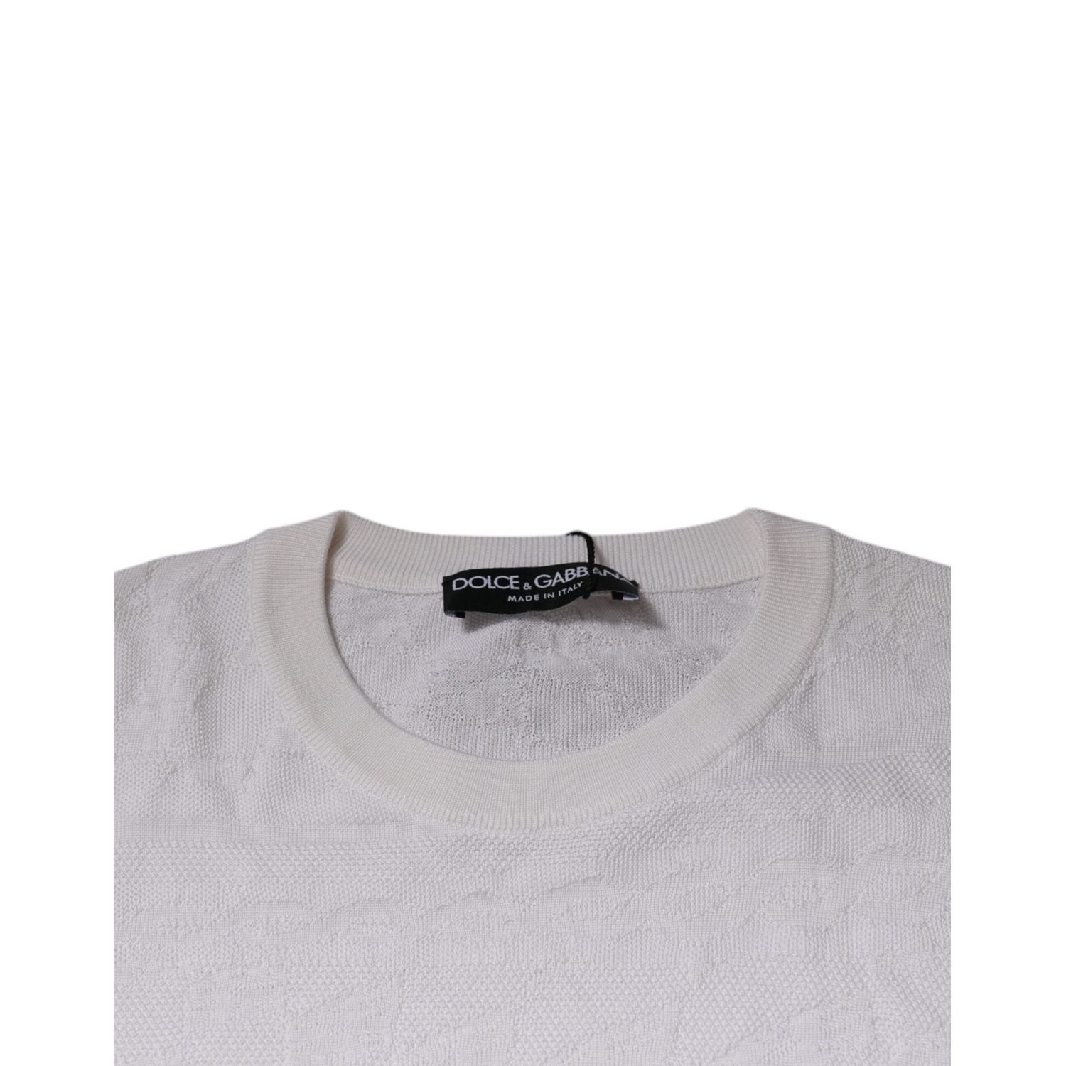 Dolce & Gabbana White Silk Crew Neck Men Pullover Sweater