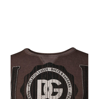 Dolce & Gabbana Brown Logo Print Crew Neck Pullover Sweater