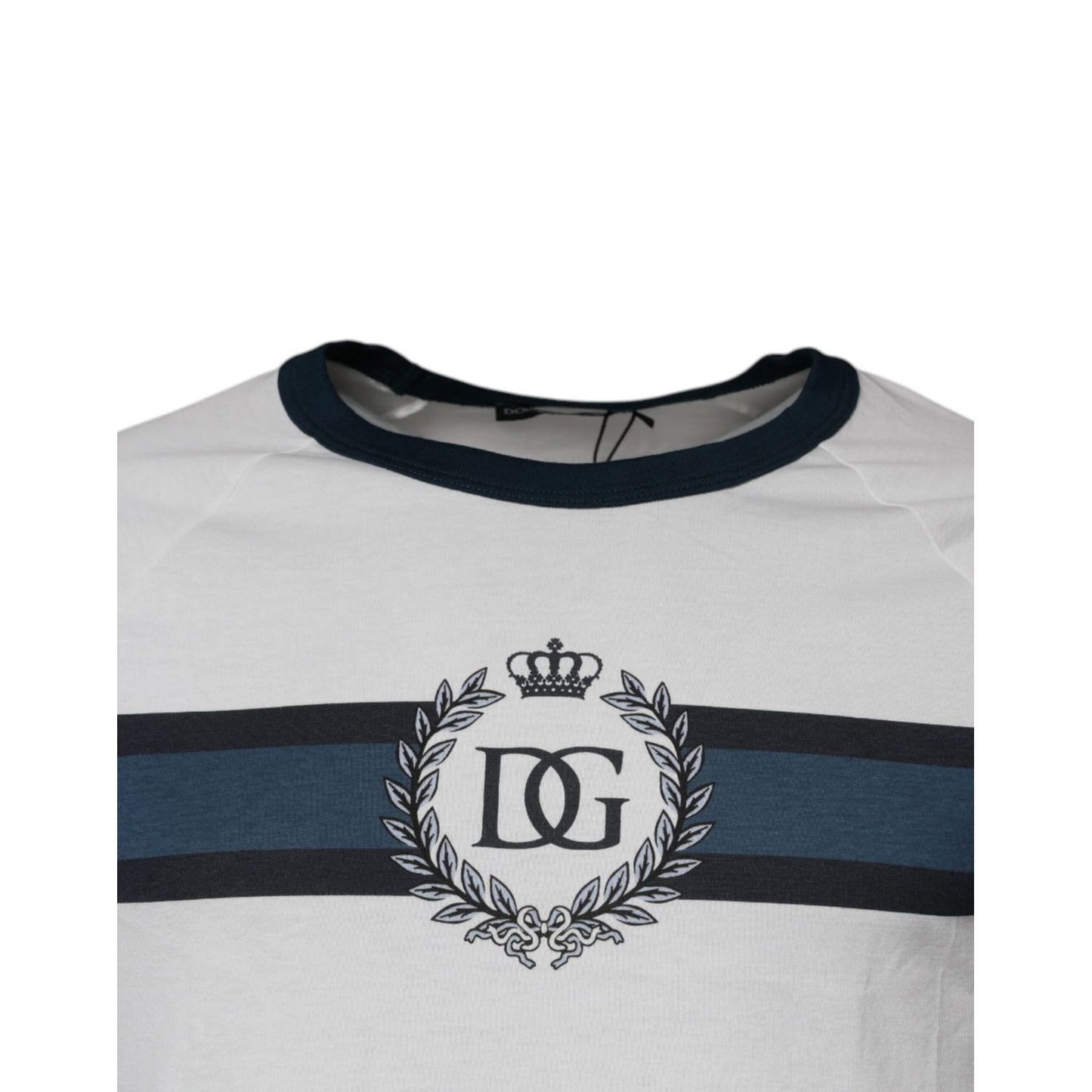 Dolce & Gabbana White DG Crown Cotton Crew Neck T-shirt
