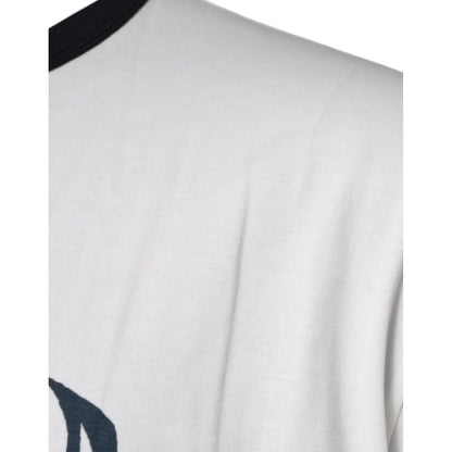 Dolce & Gabbana White Graphic Print Cotton Crew Neck T-shirt