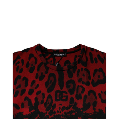 Dolce & Gabbana Red Leopard Print Cotton Sleeveless T-shirt