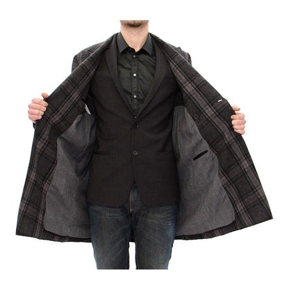 Dolce & Gabbana Gray Double Breasted Coat Jacket Coats & Jackets