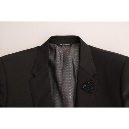 Dolce & Gabbana Brown Wool Crystal Bee Slim Fit MARTINI