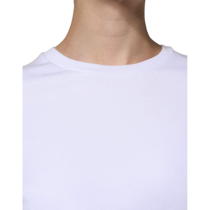 MSGM White Cotton Belted Long Sleeves Crew Neck Mini Dress MSGM