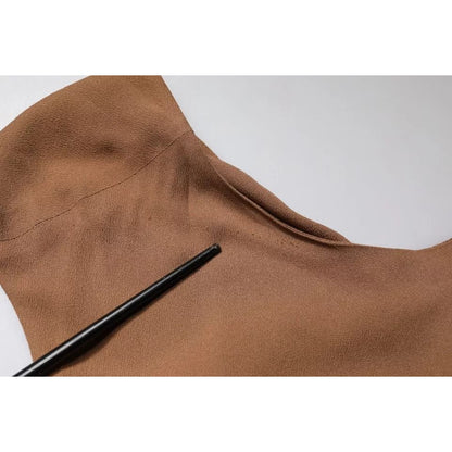 Fabiana Filippi Brown Sleeveless Deep V-neck A-line Long Maxi Dress