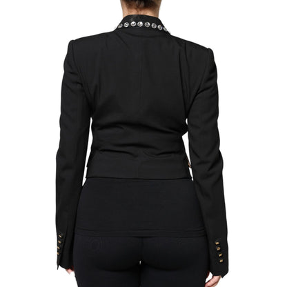 Dolce & Gabbana Black Crystal Double Breasted Blazer Jacket